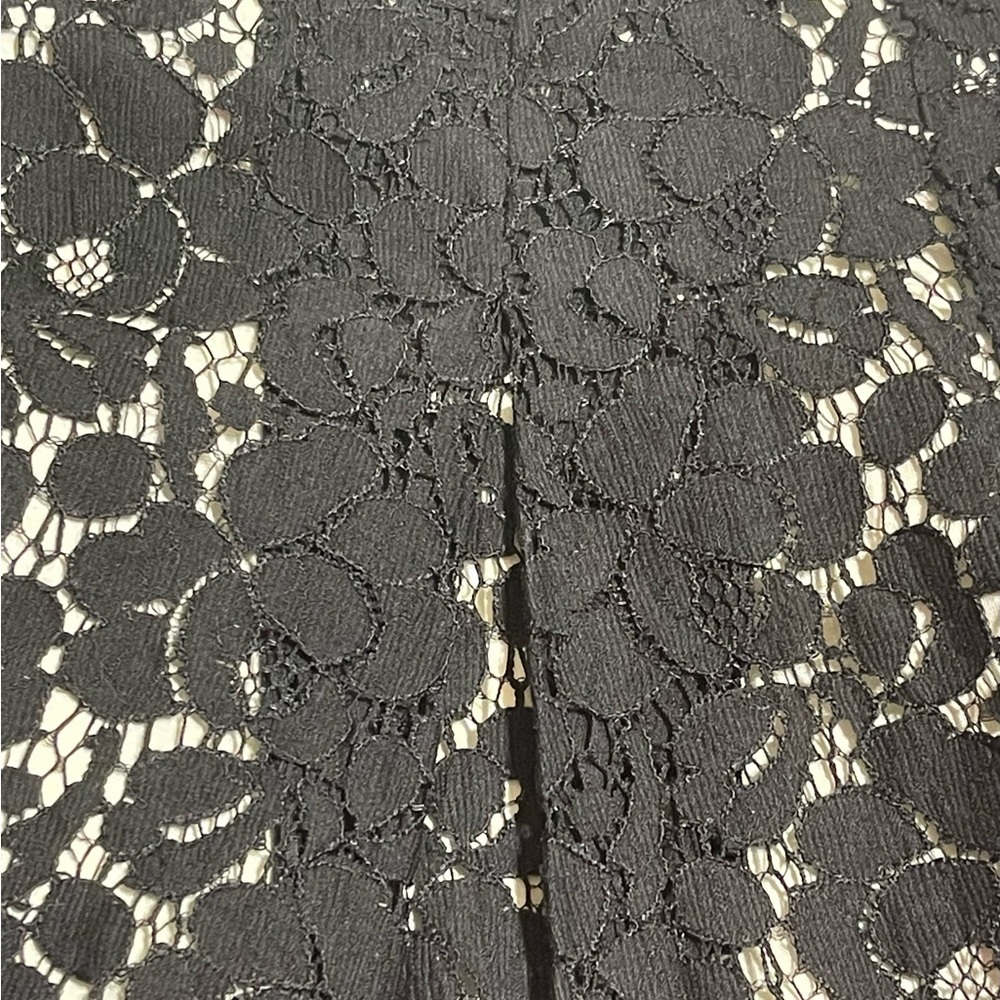 TALBOTS BLACK LACE OVERLAY HOLIDAY PLEATED A-LINE SKIRT SZ 4 EUC - Picture 5 of 11